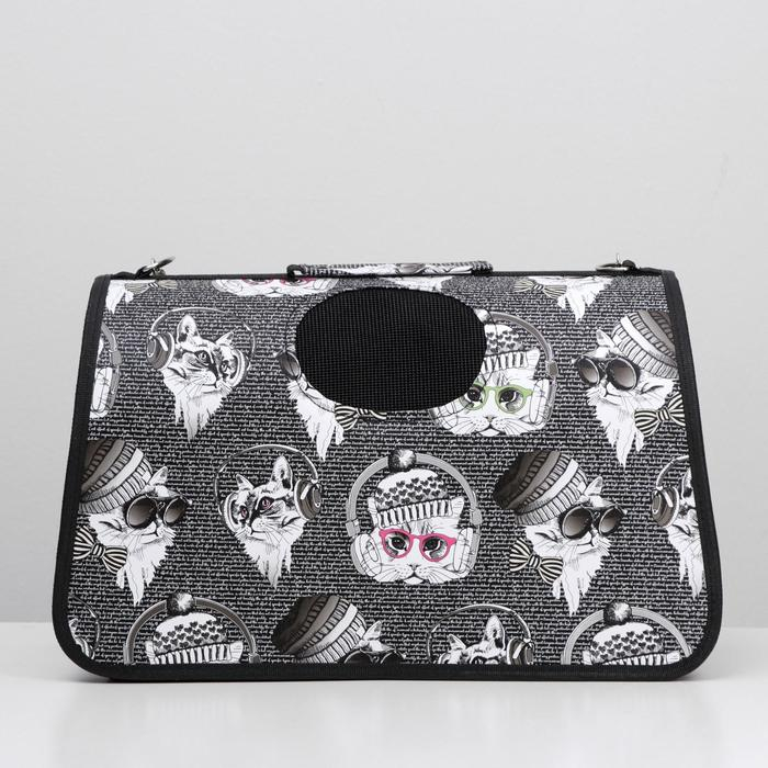 Сумка - переноска для животных Сумка - переноска для животных "Зимние коты", размер M, 40 х 21 х 27 см