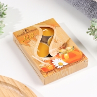 Набор чайных свечей ароматических "Мёд", 3,8х1,6 см, 3,5 ч, 12 г, 6 штук