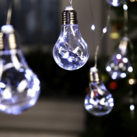 Гирлянда &laquo;Нить&raquo; 3 м с насадками &laquo;Лампочки&raquo;, IP20, серебристая нить, 100 LED, свечение белое, 3.5 В