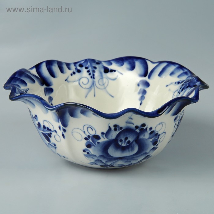 Салатник &laquo;Тюльпан&raquo;, 19х19х7,5 см, гжель