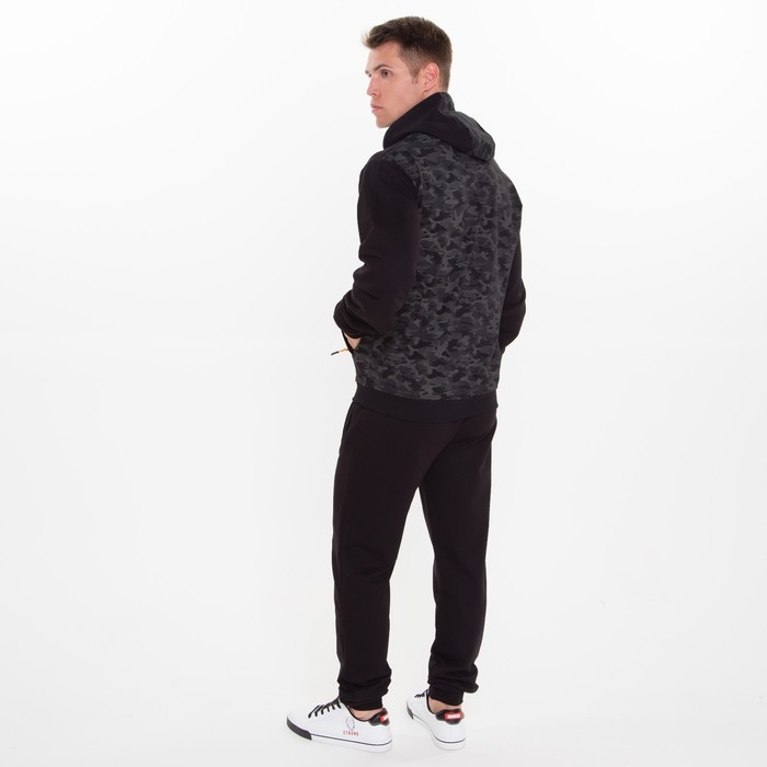 Костюм мужской (толстовка, брюки), цвет черный, размер 54 Костюм мужской (толстовка, брюки), цвет черный, размер 54