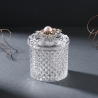 Шкатулка стекло "Цветок с сеточкой" серебро 6х6х8 см Шкатулка стекло "Цветок с сеточкой" серебро 6х6х8 см