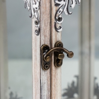 Подсвечник дерево "Фонарь узоры в уголках" состаренный н-р 2 шт 34,5х15,5х15,5 53х25х25 см