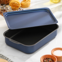 Противень прямоугольный, 19&times;25 см, h= 6 см, с крышкой, антипригарное покрытие, цвет синий