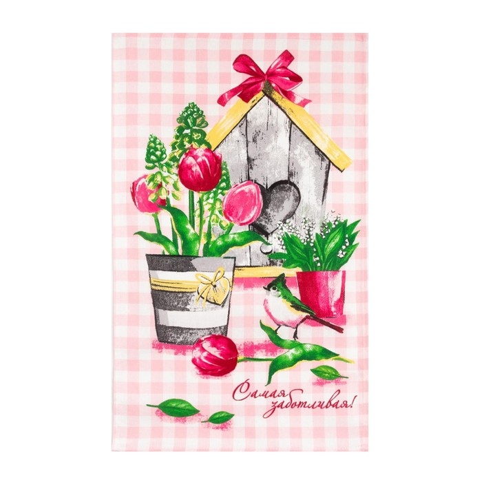 Набор кухонных полотенец Доляна &laquo;Самой любимой&raquo;, 35х60см-4шт, 100% хлопок