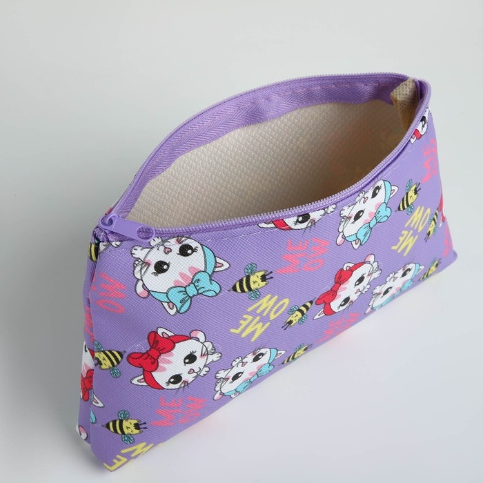 Косметичка на молнии, цвет сиреневый