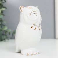 Сувенир керамика "Очкастая сова" белая со стразами 9,3х5,5х5,4 см