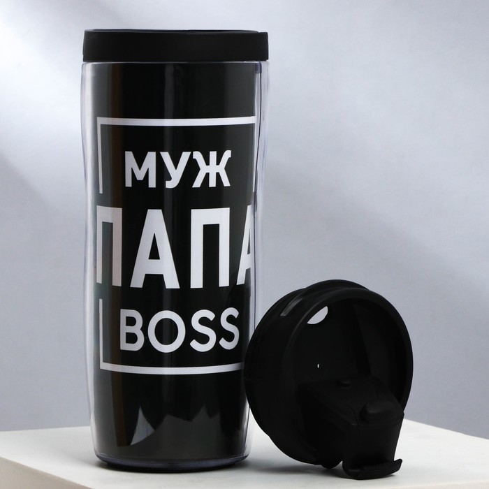 Термостакан со вставкой «Муж папа boss» 350 мл Термостакан со вставкой «Муж папа boss» 350 мл