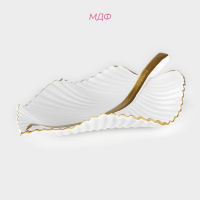 Блюдо для фруктов Доляна &laquo;Лист&raquo;, 35,5&times;20&times;5 см, цвет золотой с белым