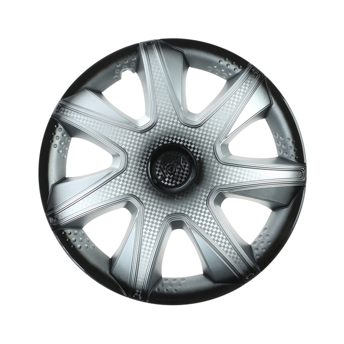 Колпаки колесные R15 Колпаки колесные R15 "ДЖОЙ ", серебристо-черный, карбон, набор 4 шт