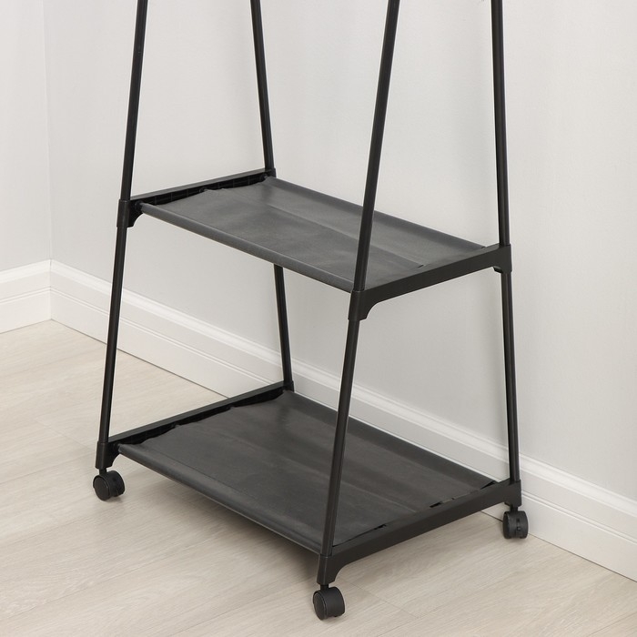 Вешалка - стойка напольная для одежды LaDо́m &laquo;Лофт&raquo;, с двумя полками, 55&times;45&times;157 см, цвет чёрный