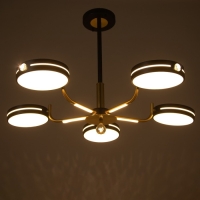 Люстра "Нестер" 5хLED 130Вт 3000-6000К черно-золотой 80х80х35 см BayerLux Люстра "Нестер" 5хLED 130Вт 3000-6000К черно-золотой 80х80х35 см BayerLux