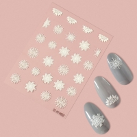 Новый год! Наклейки для ногтей &laquo;Снежинки&raquo;, объёмные, матовые, цвет белый