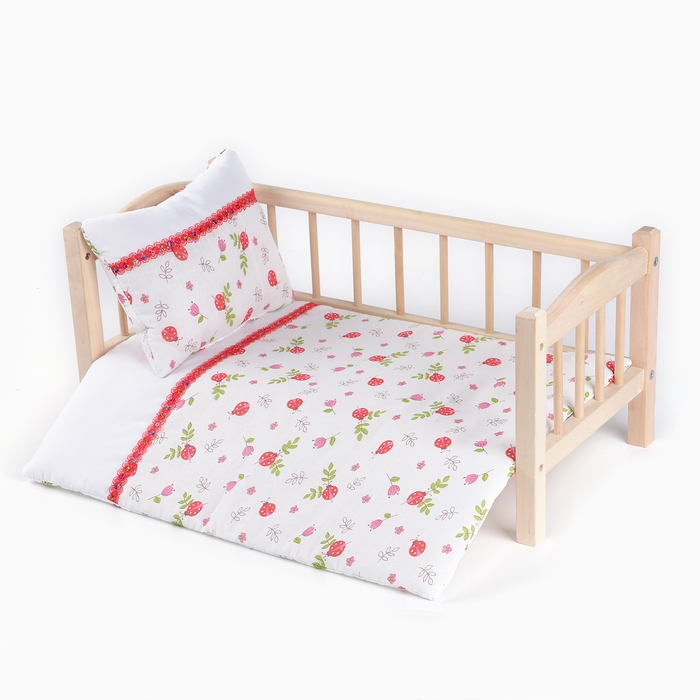 Кукольное постельное &laquo;Божьи коровки &laquo;: простынь, одеяло 46 &times; 36 см, подушка 23 &times; 17 см