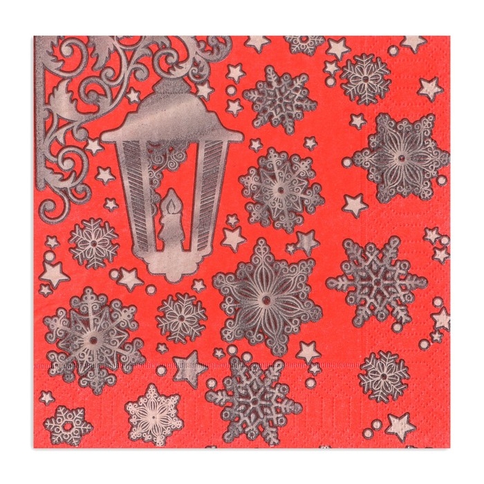 Новогодние салфетки бумажные Gold Décor «Новогдний фонарь на красном» 3 слоя, 33х33 см, 20 шт Новогодние салфетки бумажные Gold Décor «Новогдний фонарь на красном» 3 слоя, 33х33 см, 20 шт
