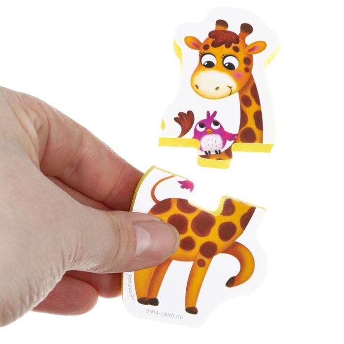 Мягкий пазл для малышей «Собираем животных», 20 пазлов, 40 деталей, Крошка Я Мягкий пазл для малышей «Собираем животных», 20 пазлов, 40 деталей, Крошка Я