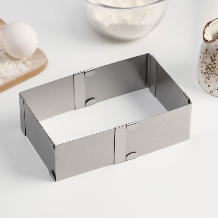 Форма для выкладки и выпечки с регулировкой размера, 9,5 -16 см, цвет серебристый Форма для выкладки и выпечки с регулировкой размера, 9,5 -16 см, цвет серебристый