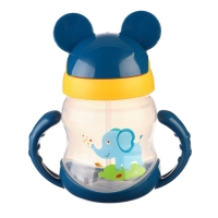 Поильник детский с силиконовой трубочкой, 250 мл., с ручками, цвет МИКС