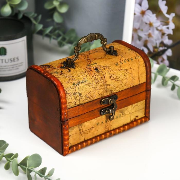 Шкатулка дерево сундучок Шкатулка дерево сундучок "Карта странника" 10,5х15х9 см