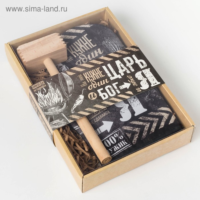 Кухонный набор &laquo;Царь на кухне&raquo;, варежка-прихватка 20х28 см, молоток деревянный