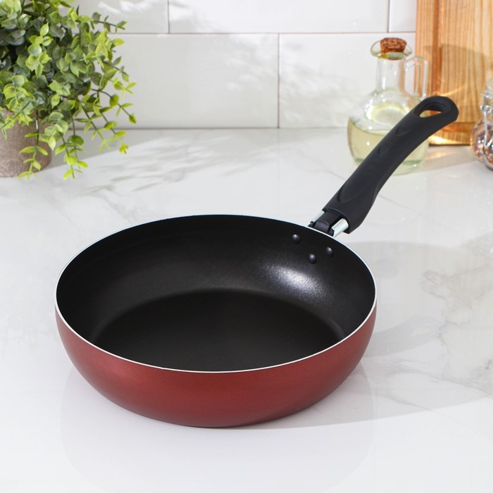 Сковорода Доляна Promo, d=24 см, пластиковая ручка, антипригарное покрытие, цвет бордовый Сковорода Доляна Promo, d=24 см, пластиковая ручка, антипригарное покрытие, цвет бордовый