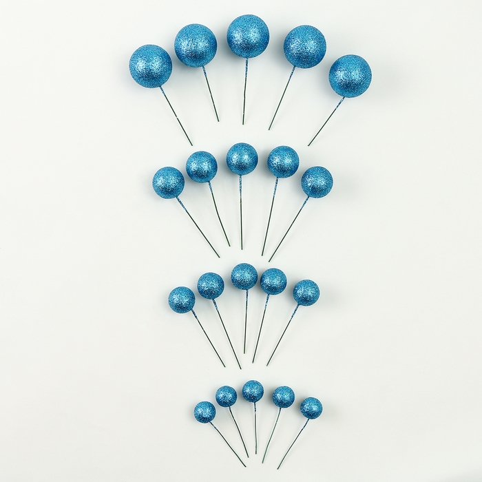 Набор топперов «Бусины», набор 20 шт., цвет синий Набор топперов «Бусины», набор 20 шт., цвет синий