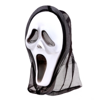 Карнавальный плащ с капюшоном &laquo;Красные черепа&raquo;, атлас + маска