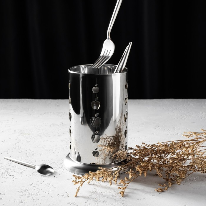 Подставка из нержавеющей стали для столовых приборов &laquo;Яблочко&raquo;, 10&times;17 см