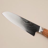 Нож кухонный SL Home &laquo;Оливия&raquo;, сантоку, лезвие 17,78 см, дамасская сталь, цвет коричневый