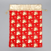 Мешочек подарочный плюш «Новогодние колокола», колокольчик, тиснение, 30 х 40 см +/- 1.5 см, Новый год Мешочек подарочный плюш «Новогодние колокола», колокольчик, тиснение, 30 х 40 см +/- 1.5 см, Новый год