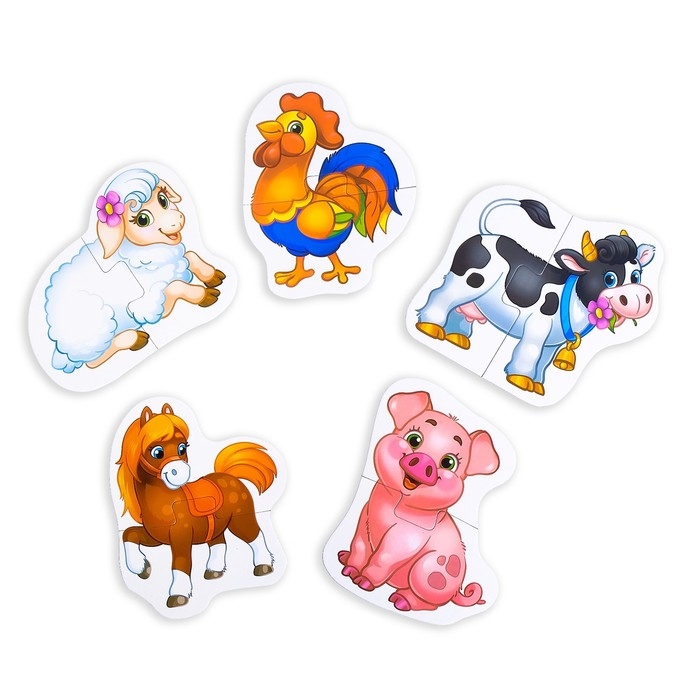 Макси-пазлы &laquo;Животные фермы&raquo;, 5 пазлов, 10 деталей