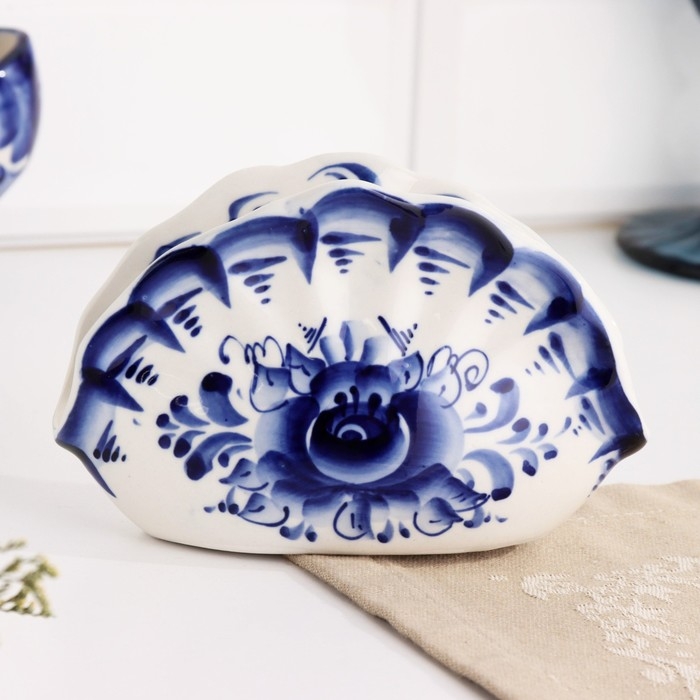 Салфетница &laquo;Ракушка&raquo;,  гжель