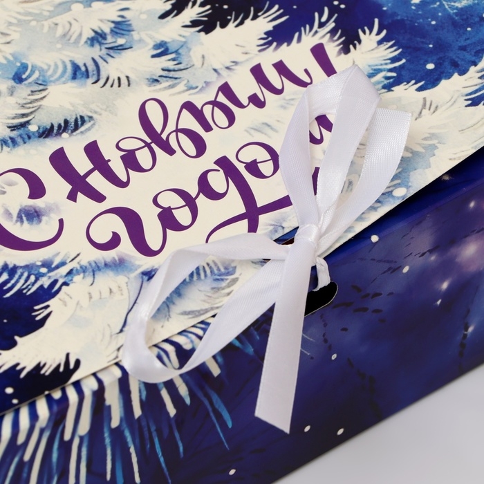 Новый год. Коробка подарочная новогодняя складная, упаковка, &laquo;Новогодний салют&raquo;, 31 &times; 24,5 &times; 8 см.