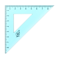 Набор чертёжный 4 предмета (линейка 15 см, угольник 30 &deg;/ 60 &deg;, 10 см; угольник 45 &deg;/ 45 &deg;, 8 см; транспортир 180 &deg;, 9 см), прозрачный синий