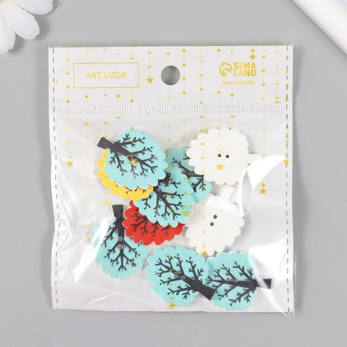 Пуговицы дерево для творчества 2 прокола "Деревце" набор 10 шт 3,1х2,4 см