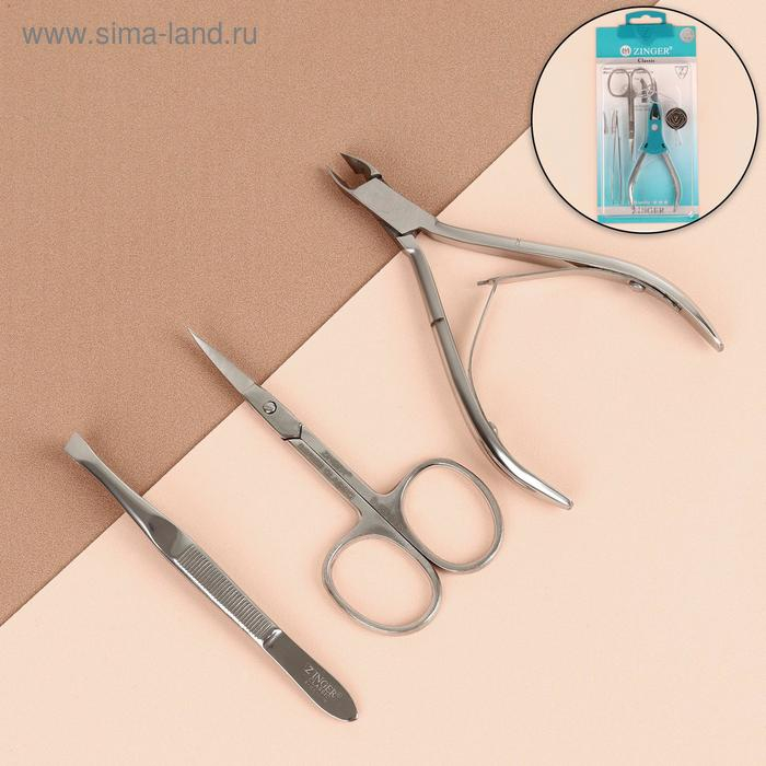 Набор маникюрный, 3 предмета, на блистере, цвет серебристый, SIS-42 Набор маникюрный, 3 предмета, на блистере, цвет серебристый, SIS-42