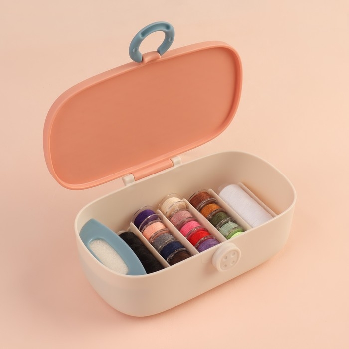 Швейный набор Premium, 43 предмета, в двухъярусном боксе, 15,5 &times; 6 см, цвет МИКС
