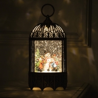 Светодиодная фигура &laquo;Фонарь с детьми и снеговиком&raquo; 13 &times; 25.5 &times; 8 см, пластик, батарейки ААх3 (не в комплекте), USB, свечение тёплое белое