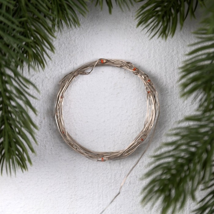 Гирлянда «Нить» 2 м роса. IP20, нить серебристая, 20 LED, 4.6 В, AG13x3 (в комплекте), 3 режима, свечение красное Гирлянда «Нить» 2 м роса. IP20, нить серебристая, 20 LED, 4.6 В, AG13x3 (в комплекте), 3 режима, свечение красное