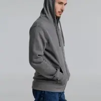 Толстовка на молнии с капюшоном унисекс King, темно-серый меланж, размер S