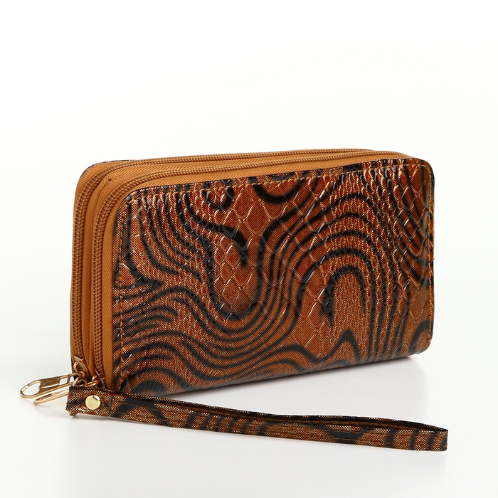 Кошелёк женский на молниях, цвет коричневый Кошелёк женский на молниях, цвет коричневый