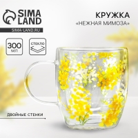 Кружка стеклянная с двойными стенками «Нежная мимоза», 300 мл Кружка стеклянная с двойными стенками «Нежная мимоза», 300 мл