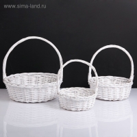 Набор корзин, 3 шт, 39&times;14/40 см,  30&times;12/35 см, 25&times;10/30 см, белый,  ива