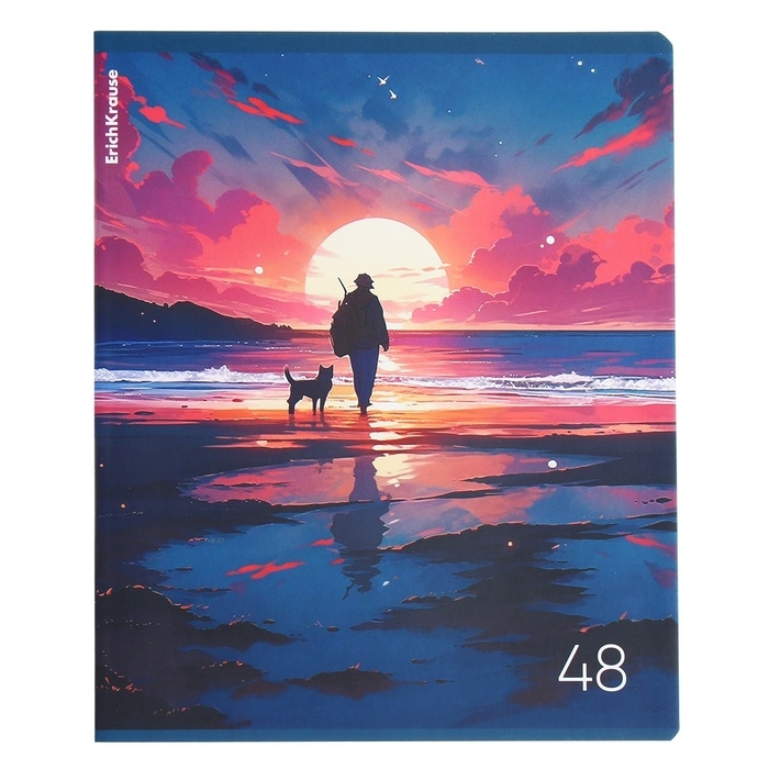 Тетрадь 48 листов в клетку, ErichKrause Тетрадь 48 листов в клетку, ErichKrause "Бирюзовые миры", обложка мелованный картон, матовая ламинация, блок офсет 100% белизна, МИКС