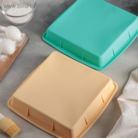 Форма для выпечки Доляна &laquo;Квадрат&raquo;, силикон, 27&times;27&times;4 см (с бортиками), внутренний размер 23&times;23 см, цвет МИКС