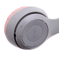 Наушники беспроводные &laquo;Котик&raquo;, звуковые и световые эффекты, складные, цвет серый