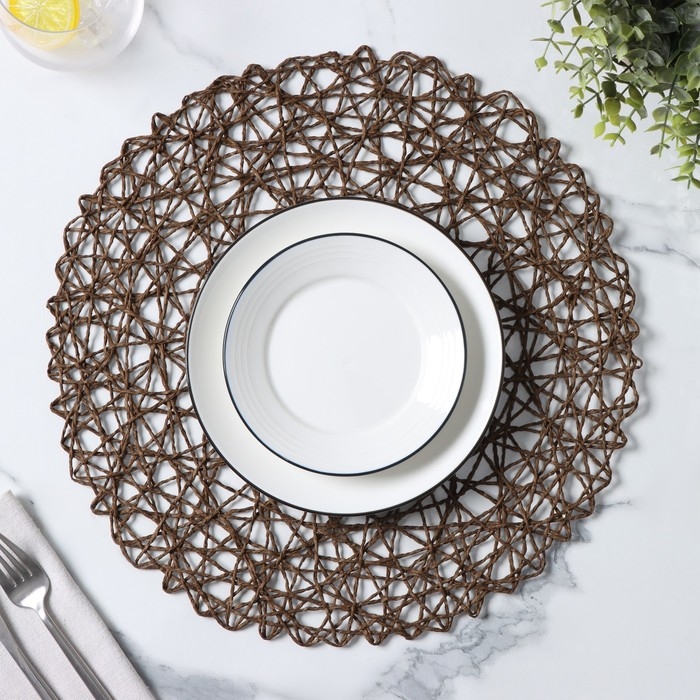 Салфетка сервировочная на стол Доляна «Одуванчик», d=38 см, цвет коричневый Салфетка сервировочная на стол Доляна «Одуванчик», d=38 см, цвет коричневый