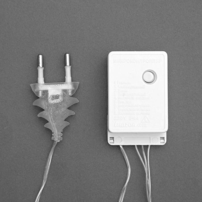 Гирлянда &laquo;Нить&raquo; 5 м с насадками &laquo;Прищепки&raquo;, IP20, прозрачная нить, 30 LED, свечение тёплое белое, 8 режимов, 220 В