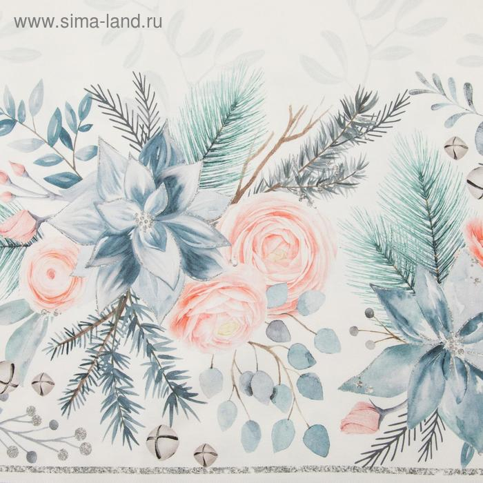 Скатерть "Этель" Christmas flowers 149х180см с ГМВО, 100%хл, 190г/м2