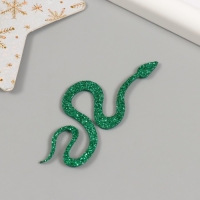 Новогодний декор "Зеленая змея" фоам глиттер, 7 см (Новогодний набор 6 шт)
